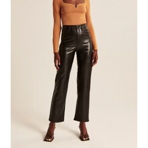 Abercrombie & Fitch Vegan Leather Ankle Straight High Rise Pants Preppy Luxury